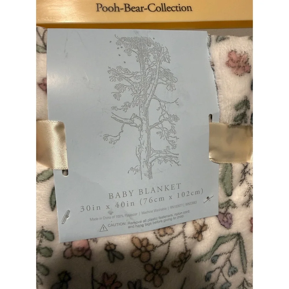 Pooh Bear Collection Classic Floral Baby Blanket Winnie Eeyore Piglet 30x40 NEW
